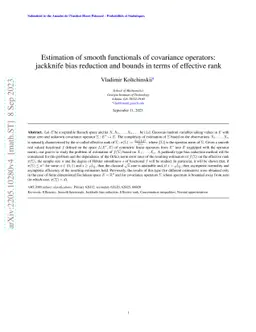 Estimation of smooth functionals of covariance operators: jackknife bias
  reduction and bounds in terms of effective rank