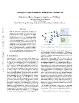 Learning to Reverse DNNs from AI Programs Automatically