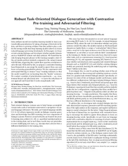 Robust Task-Oriented Dialogue Generation with Contrastive Pre-training
  and Adversarial Filtering
