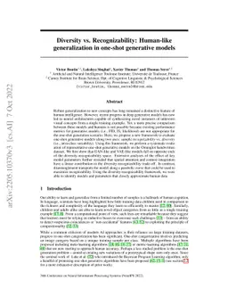 Diversity vs. Recognizability: Human-like generalization in one-shot
  generative models