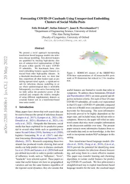 Forecasting COVID-19 Caseloads Using Unsupervised Embedding Clusters of
  Social Media Posts