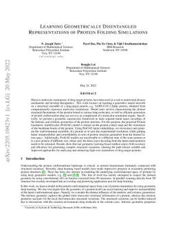 Learning Geometrically Disentangled Representations of Protein Folding
  Simulations
