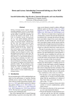 Down and Across: Introducing Crossword-Solving as a New NLP Benchmark