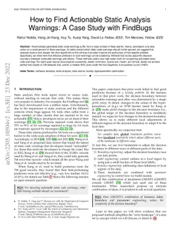 How to Find Actionable Static Analysis Warnings: A Case Study with
  FindBugs