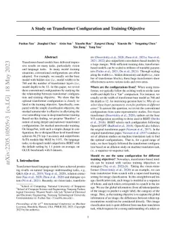 A Study on Transformer Configuration and Training Objective