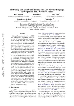 Pre-training Data Quality and Quantity for a Low-Resource Language: New
  Corpus and BERT Models for Maltese