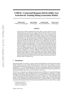 CORAL: Contextual Response Retrievability Loss Function for Training
  Dialog Generation Models