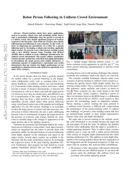 Robot Person Following in Uniform Crowd Environment