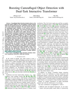 Boosting Camouflaged Object Detection with Dual-Task Interactive
  Transformer