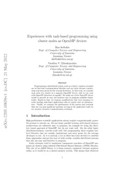 Experiences with task-based programming using cluster nodes as OpenMP
  devices