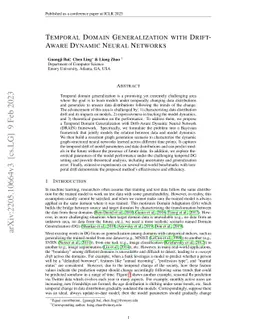 Temporal Domain Generalization with Drift-Aware Dynamic Neural Networks