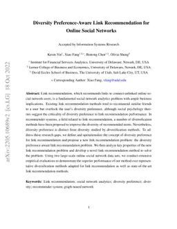 Diversity Preference-Aware Link Recommendation for Online Social
  Networks