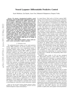 Neural Lyapunov Differentiable Predictive Control