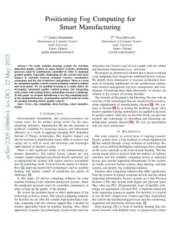 Positioning Fog Computing for Smart Manufacturing