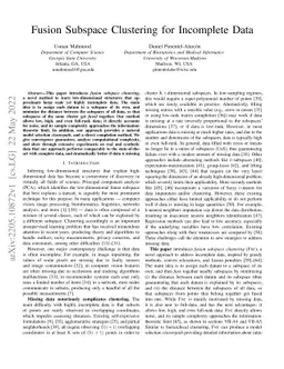 Fusion Subspace Clustering for Incomplete Data
