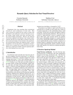 Dynamic Query Selection for Fast Visual Perceiver