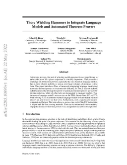 Thor: Wielding Hammers to Integrate Language Models and Automated
  Theorem Provers