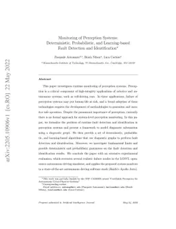 Monitoring of Perception Systems: Deterministic, Probabilistic, and
  Learning-based Fault Detection and Identification