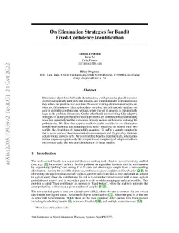 On Elimination Strategies for Bandit Fixed-Confidence Identification