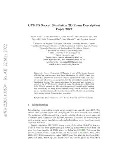 CYRUS Soccer Simulation 2D Team Description Paper 2022