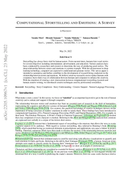 Computational Storytelling and Emotions: A Survey