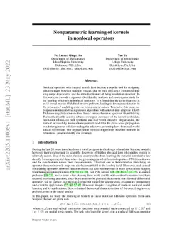 Nonparametric learning of kernels in nonlocal operators