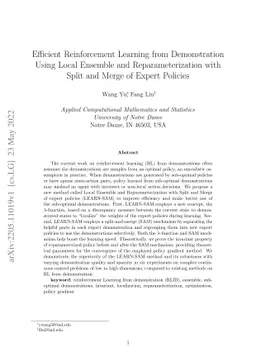 Efficient Reinforcement Learning from Demonstration Using Local Ensemble
  and Reparameterization with Split and Merge of Expert Policies