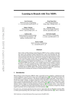 Learning to branch with Tree MDPs