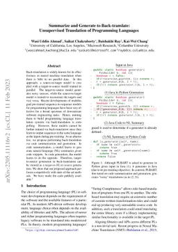 Summarize and Generate to Back-translate: Unsupervised Translation of
  Programming Languages