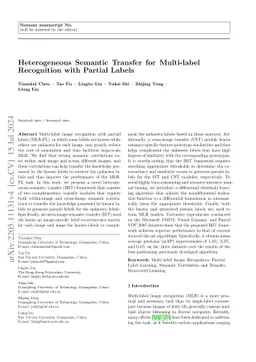 Heterogeneous Semantic Transfer for Multi-label Recognition with Partial
  Labels