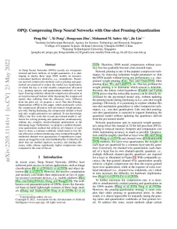 OPQ: Compressing Deep Neural Networks with One-shot Pruning-Quantization