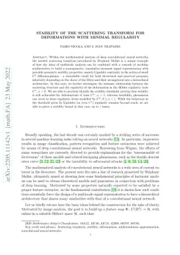 Stability of the scattering transform for deformations with minimal
  regularity