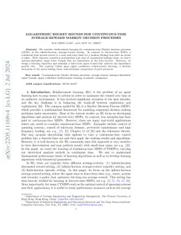 Logarithmic regret bounds for continuous-time average-reward Markov
  decision processes