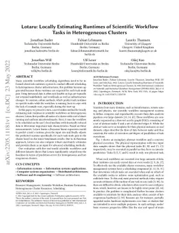 Lotaru: Locally Estimating Runtimes of Scientific Workflow Tasks in
  Heterogeneous Clusters