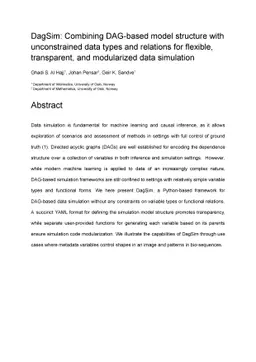 DagSim: Combining DAG-based model structure with unconstrained data
  types and relations for flexible, transparent, and modularized data
  simulation
