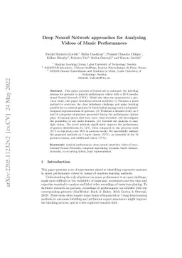 Deep Neural Network approaches for Analysing Videos of Music
  Performances