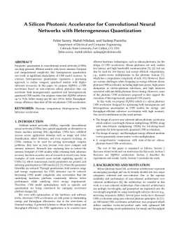 A Silicon Photonic Accelerator for Convolutional Neural Networks with
  Heterogeneous Quantization