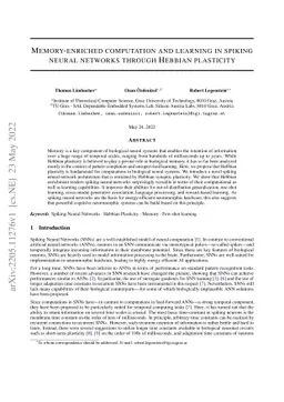 Memory-enriched computation and learning in spiking neural networks
  through Hebbian plasticity