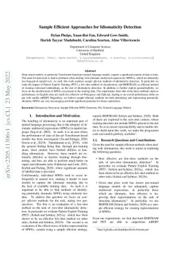 Sample Efficient Approaches for Idiomaticity Detection
