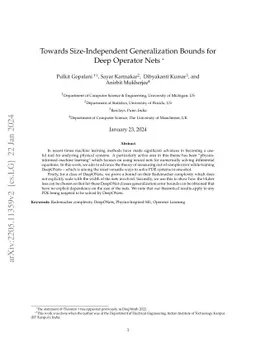 Towards Size-Independent Generalization Bounds for Deep Operator Nets