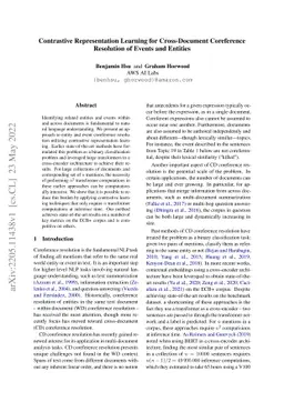 Contrastive Representation Learning for Cross-Document Coreference
  Resolution of Events and Entities