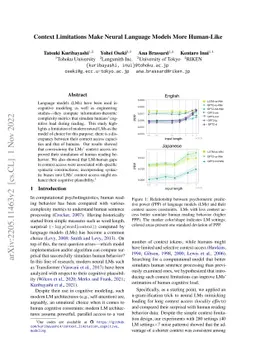Context Limitations Make Neural Language Models More Human-Like