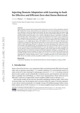 Injecting Domain Adaptation with Learning-to-hash for Effective and
  Efficient Zero-shot Dense Retrieval