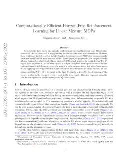 Computationally Efficient Horizon-Free Reinforcement Learning for Linear
  Mixture MDPs