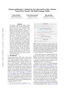 Prompt-and-Rerank: A Method for Zero-Shot and Few-Shot Arbitrary Textual
  Style Transfer with Small Language Models