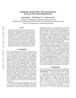 Explaining Causal Models with Argumentation: the Case of Bi-variate
  Reinforcement
