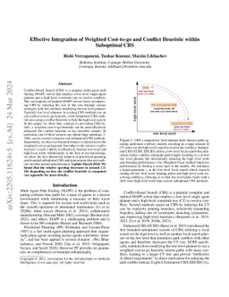 Effective Integration of Weighted Cost-to-go and Conflict Heuristic
  within Suboptimal CBS