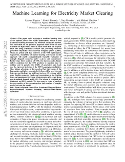 Machine Learning for Electricity Market Clearing