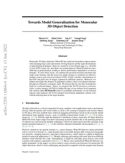 Towards Model Generalization for Monocular 3D Object Detection