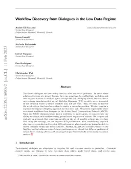Workflow Discovery from Dialogues in the Low Data Regime